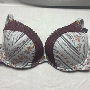 Cacique floral and lace plunge pushup  bra size 38G